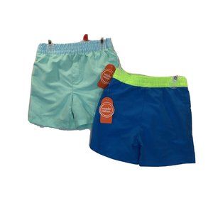 Boys 2T Swim Trunks 50 UPF Lot of 2 Blue & Turquoise NWT